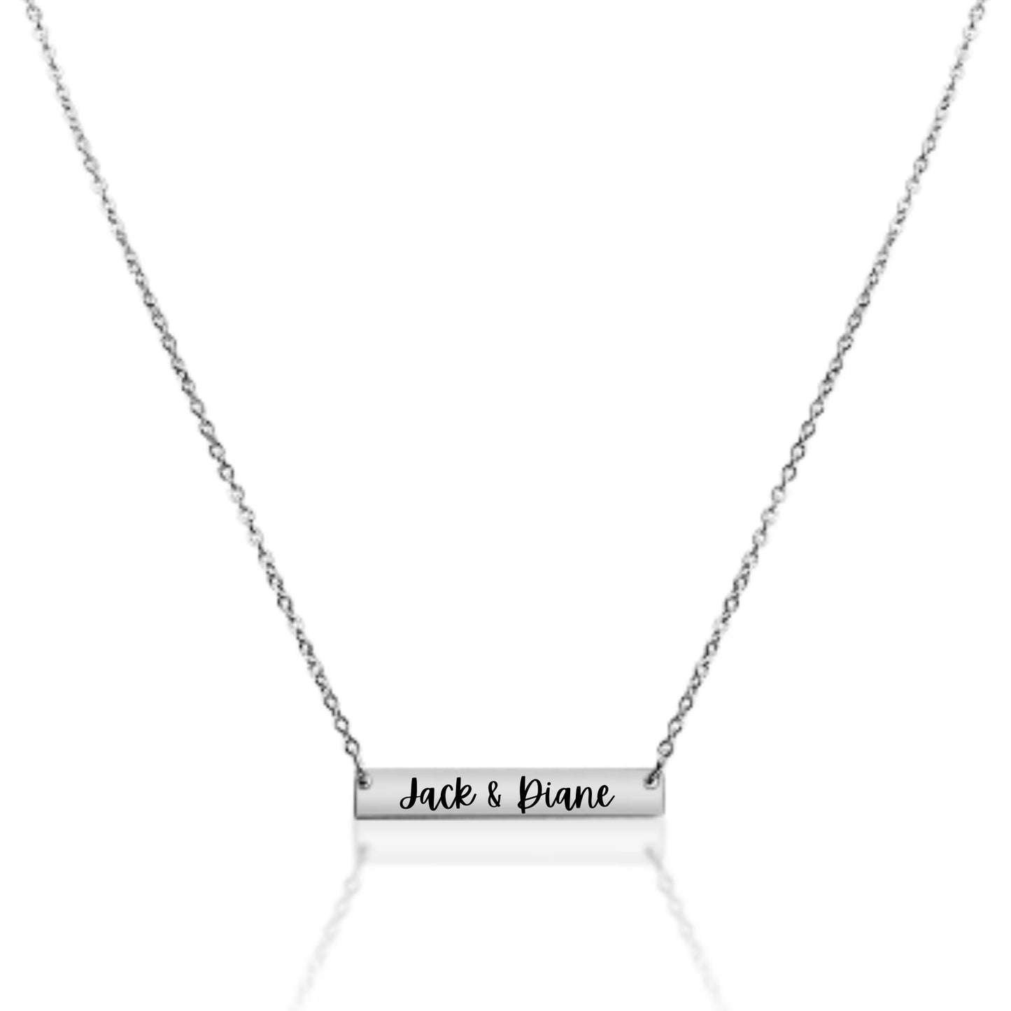 Custom Engraved Polished Bar Stainless Steel Necklace