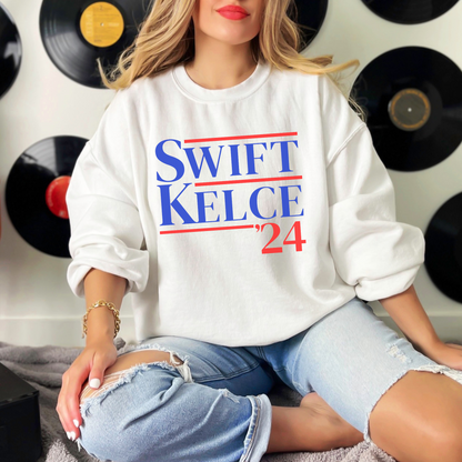 Swift Kelce 24, Swiftie Merch, Swiftie Gift, Funny Political Sweatshirt, Crewneck Sweater Active