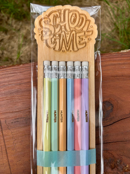 Custom Engraved Pencils, Back To School, Pack of 6, Engrave your name, school gift, school supplies