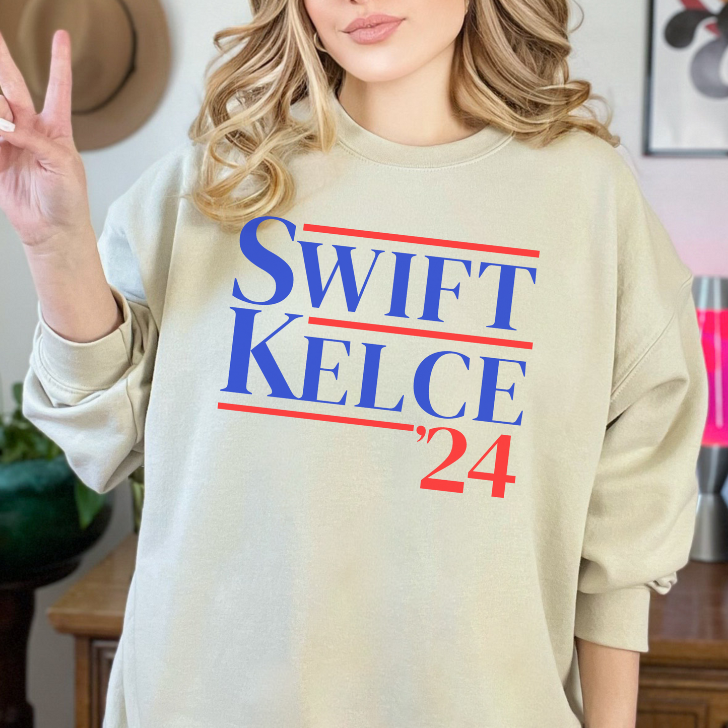 Swift Kelce 24, Swiftie Merch, Swiftie Gift, Funny Political Sweatshirt, Crewneck Sweater Active