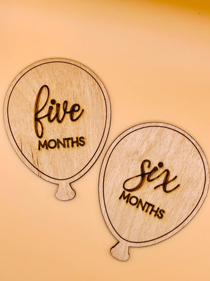 Baby Monthly Milestone Marker Discs with Personalization, Engraved Wood Monthly Milestone Markers