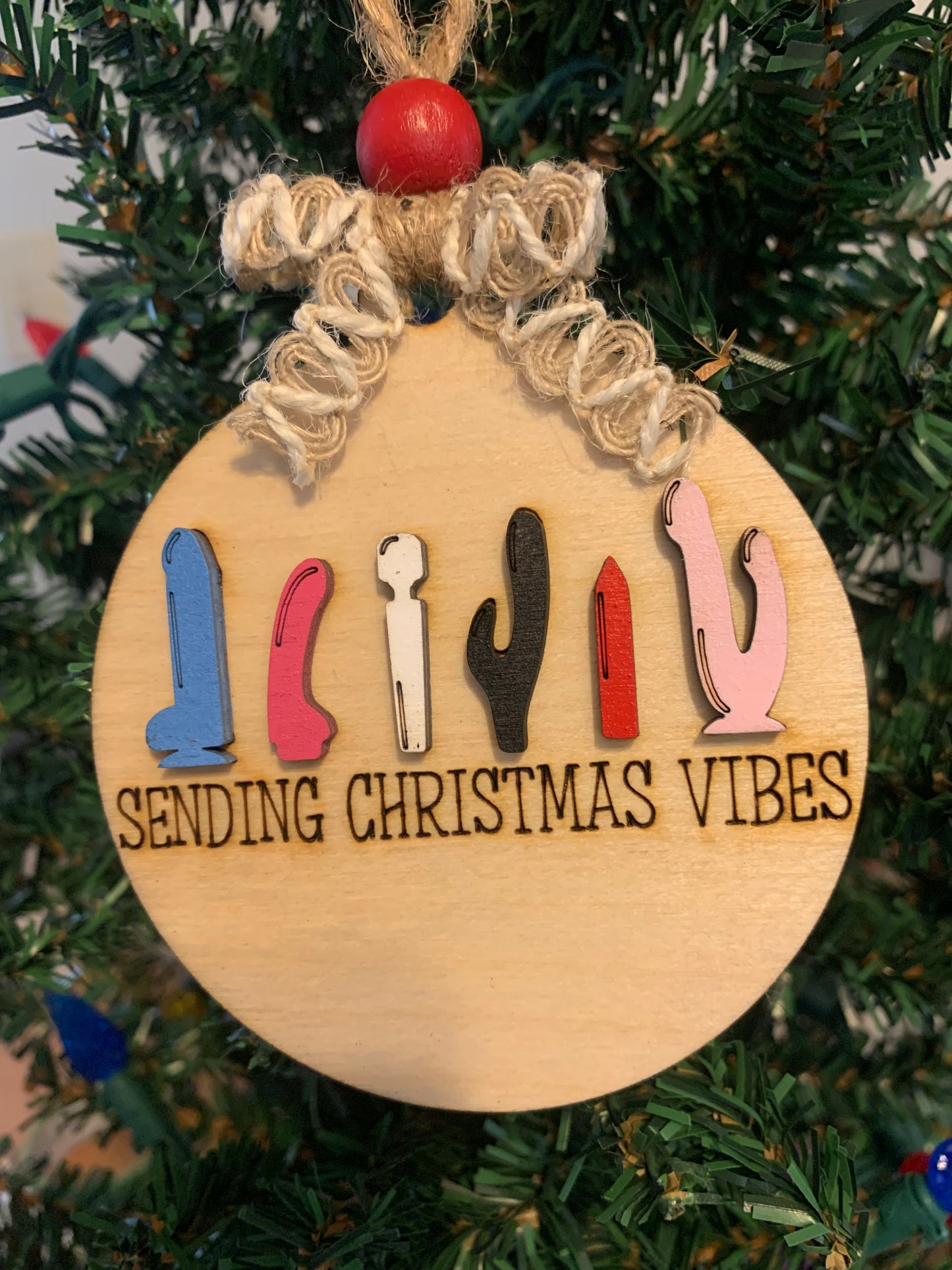 Christmas Vibes Ornament-Funny Ornament-Christmas Ornament, 2D Ornament, Adult Humor