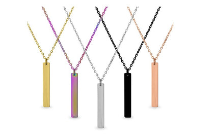 Custom Engraved Vertical Stainless Steel Bar Necklace