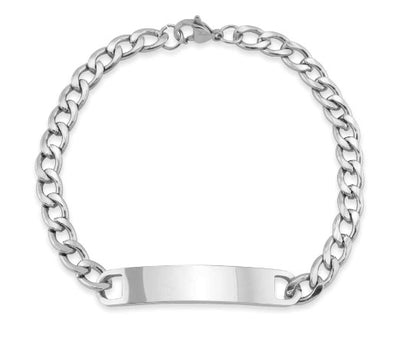 Custom Engraved Stainless Steel Blank ID Curved Bar Bracelet