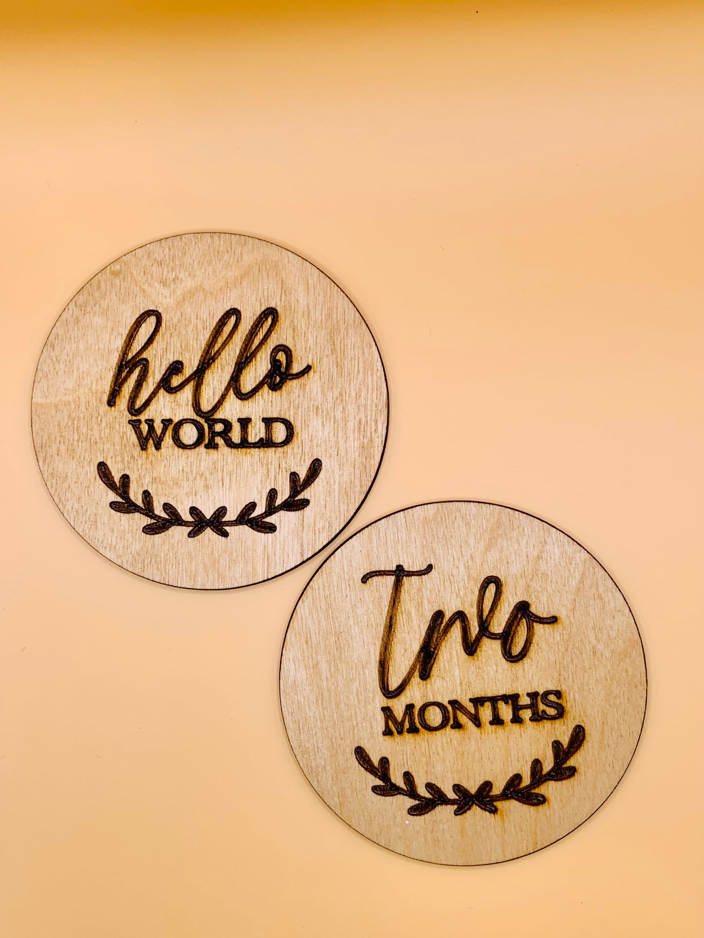 Baby Monthly Milestone Marker Discs with Personalization, Engraved Wood Monthly Milestone Markers