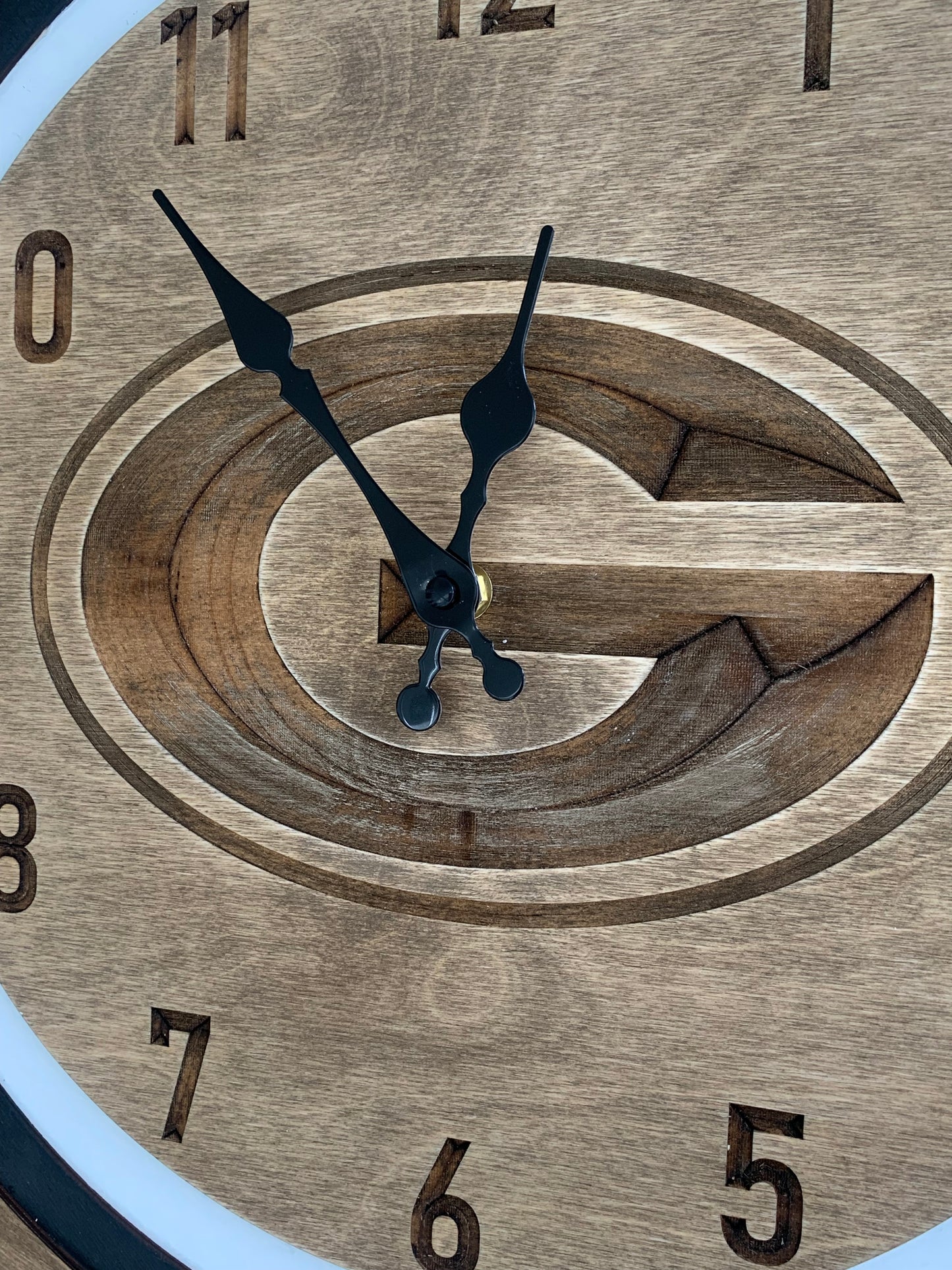 UGA Themed Engraved Clock, 18" Wood Clock, Customizable with your favorite team