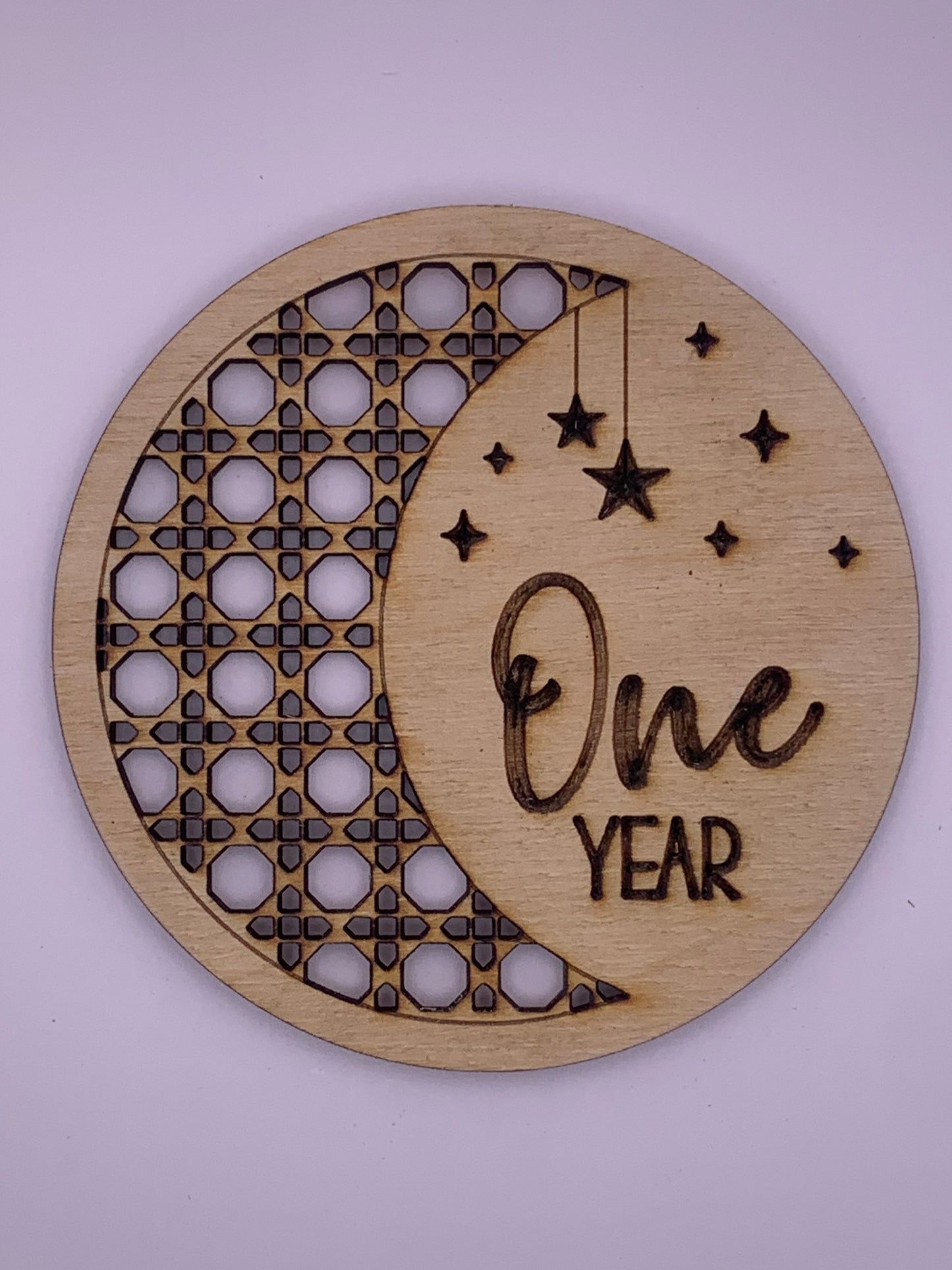 Baby Monthly Milestone Marker Discs with Personalization, Engraved Wood Monthly Milestone Markers