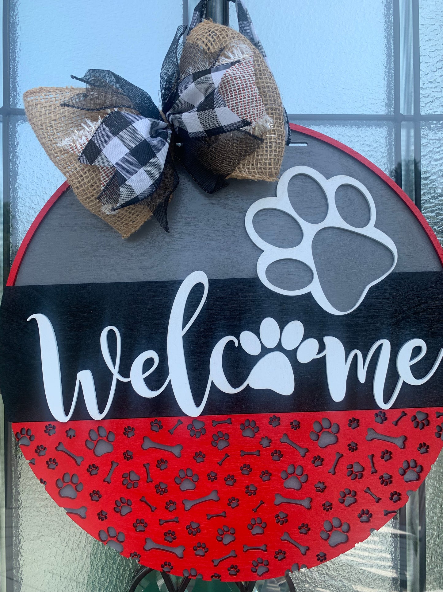 Front Door Decor | Welcome We Hope You Like Dogs | Year Round Wreath-Dog-Dog Door Hanger-Door Wreath-Dog Door Sign