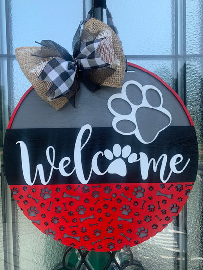 Front Door Decor | Welcome We Hope You Like Dogs | Year Round Wreath-Dog-Dog Door Hanger-Door Wreath-Dog Door Sign