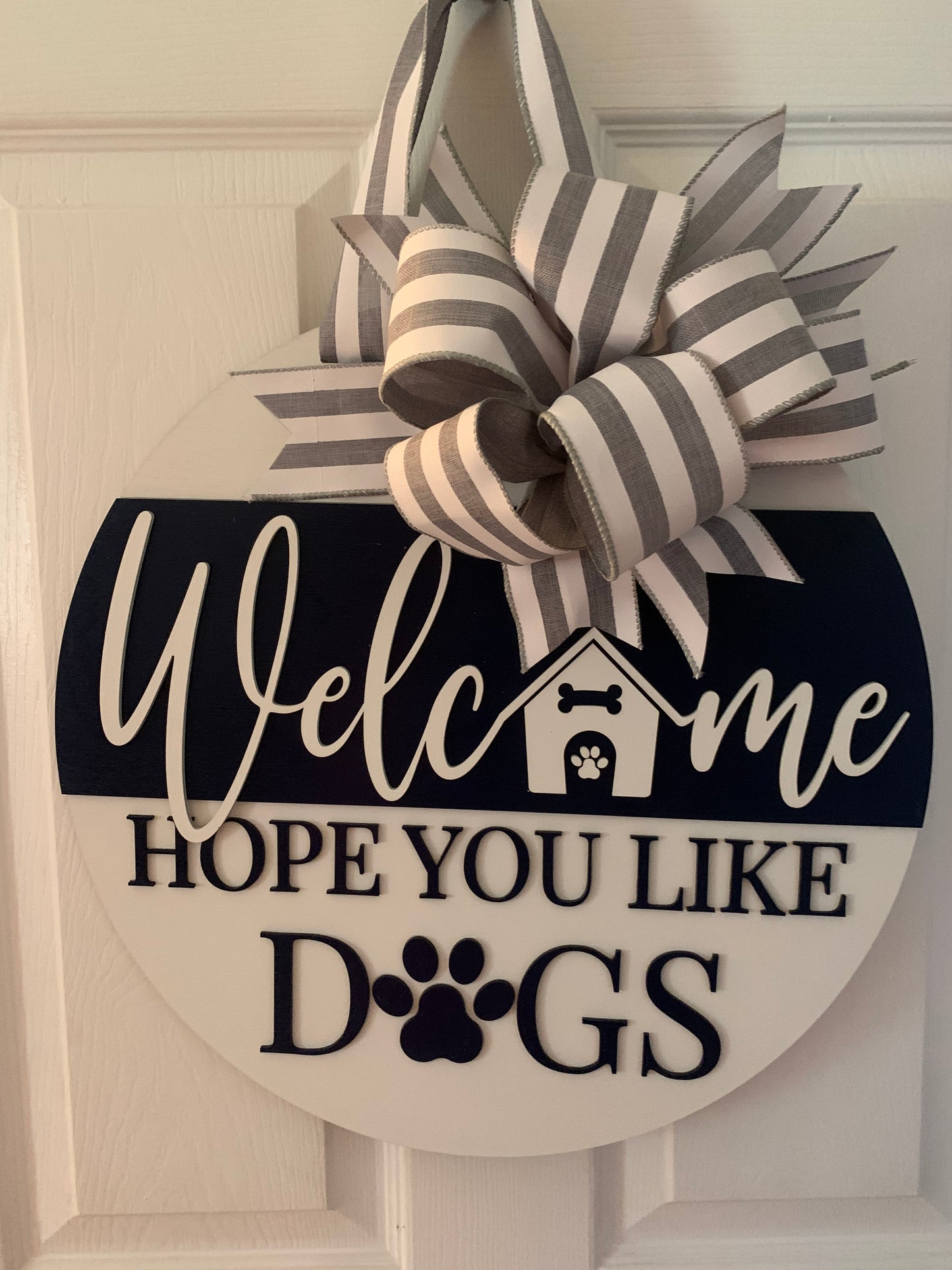 Front Door Decor | Welcome We Hope You Like Dogs | Year Round Wreath-Dog-Dog Door Hanger-Door Wreath-Dog Door Sign