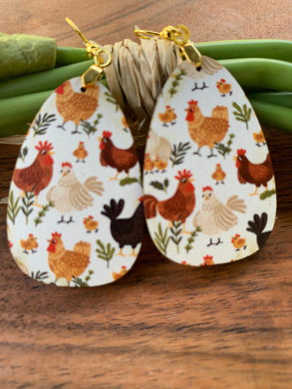 Chicken Earrings-Cute Animal Earrings-Chicken Lover Earrings