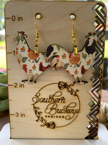 Chicken Earrings-Cute Animal Earrings-Chicken Lover Earrings