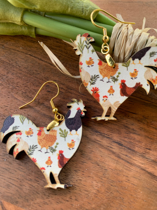 Chicken Earrings-Cute Animal Earrings-Chicken Lover Earrings