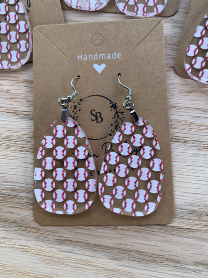 Acrylic Baseball Earrings