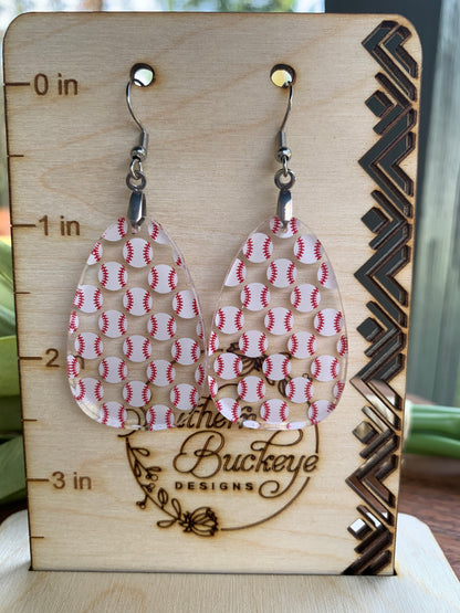 Acrylic Baseball Earrings