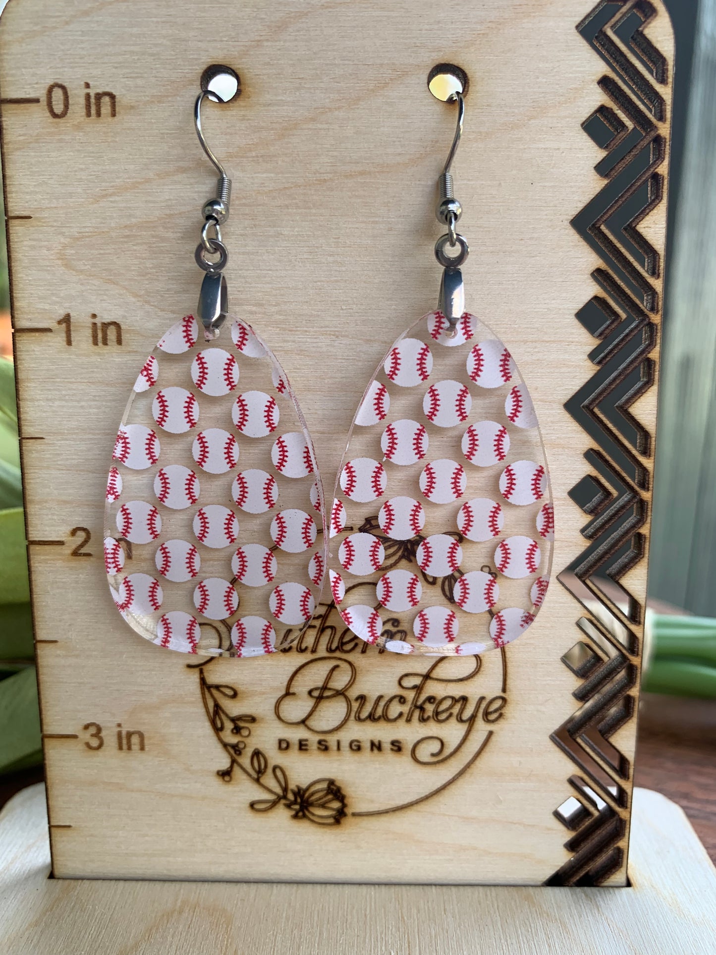 Acrylic Baseball Earrings