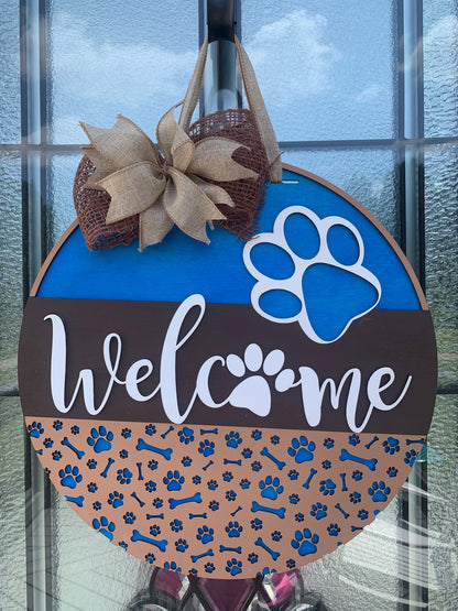 Front Door Decor | Welcome We Hope You Like Dogs | Year Round Wreath-Dog-Dog Door Hanger-Door Wreath-Dog Door Sign