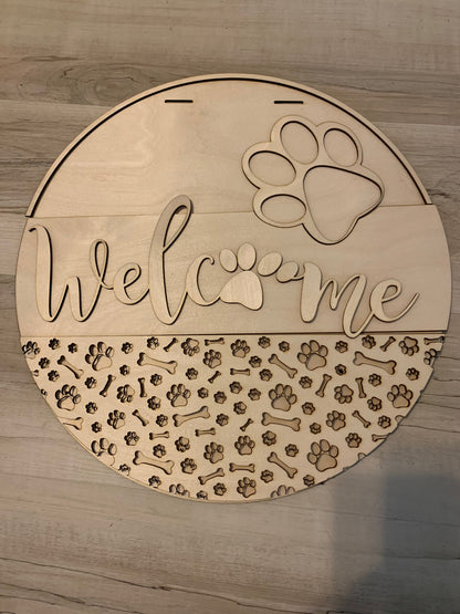 Front Door Decor | Welcome We Hope You Like Dogs | Year Round Wreath-Dog-Dog Door Hanger-Door Wreath-Dog Door Sign