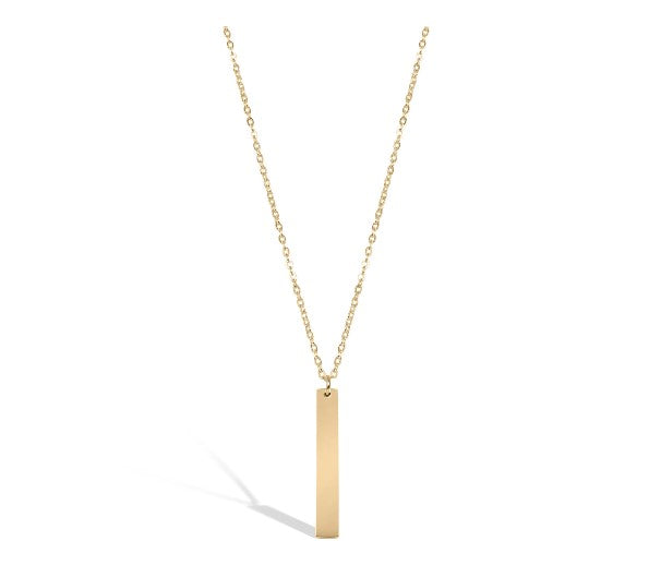 Custom Engraved Vertical Stainless Steel Bar Necklace