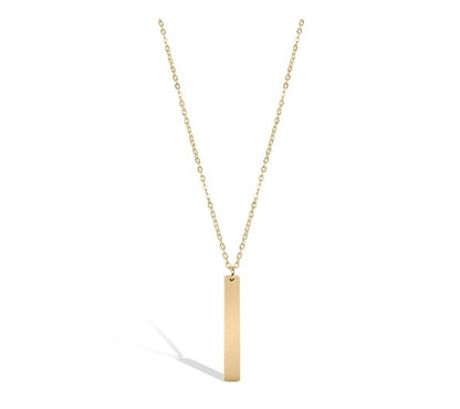 Custom Engraved Vertical Stainless Steel Bar Necklace