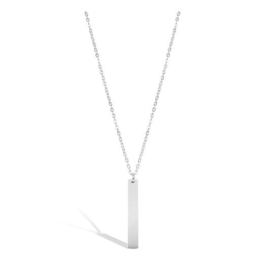 Custom Engraved Vertical Stainless Steel Bar Necklace