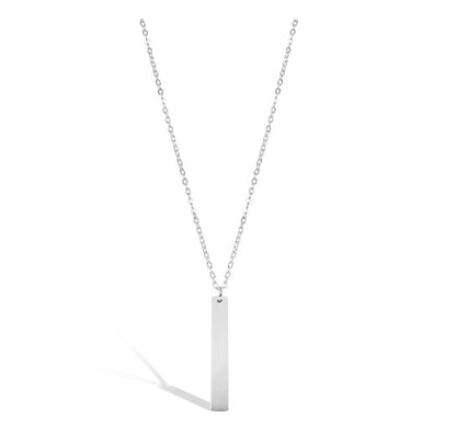 Custom Engraved Vertical Stainless Steel Bar Necklace