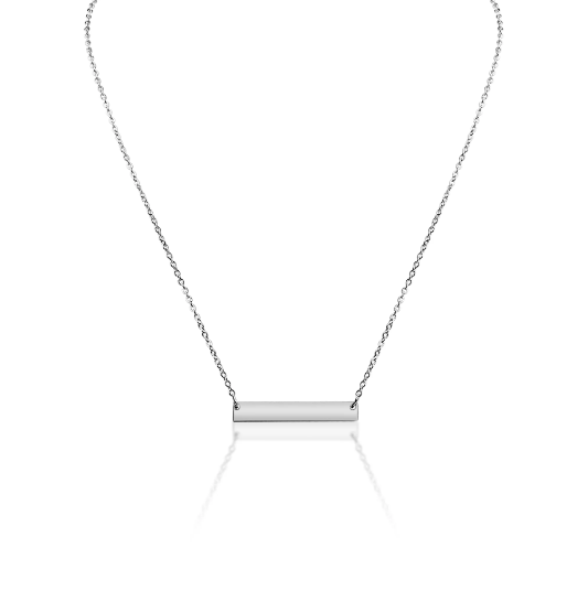 Custom Engraved Polished Bar Stainless Steel Necklace