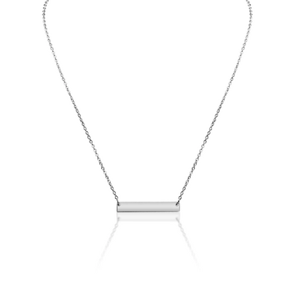 Custom Engraved Polished Bar Stainless Steel Necklace