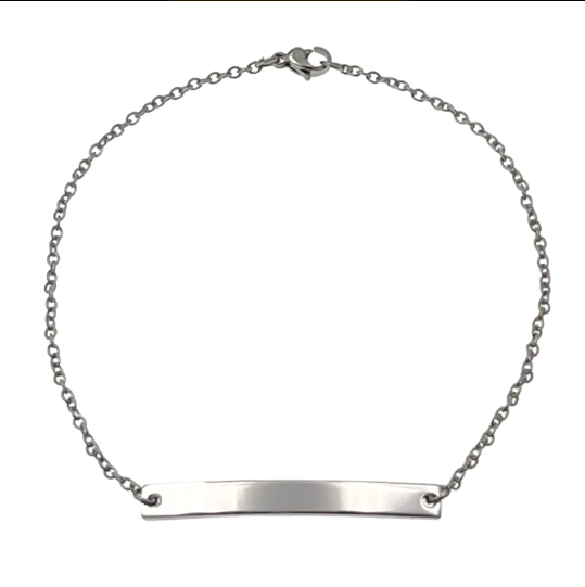 Custom Engraved Stainless Steel Curved Bar Bracelet/Anklet