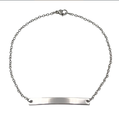 Custom Engraved Stainless Steel Curved Bar Bracelet/Anklet